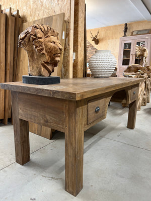 Teak desk with drawers reclaimed wood - 180x90x80cm