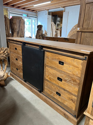 Teak sideboard reclaimed wood with steel - 180x50x90cm