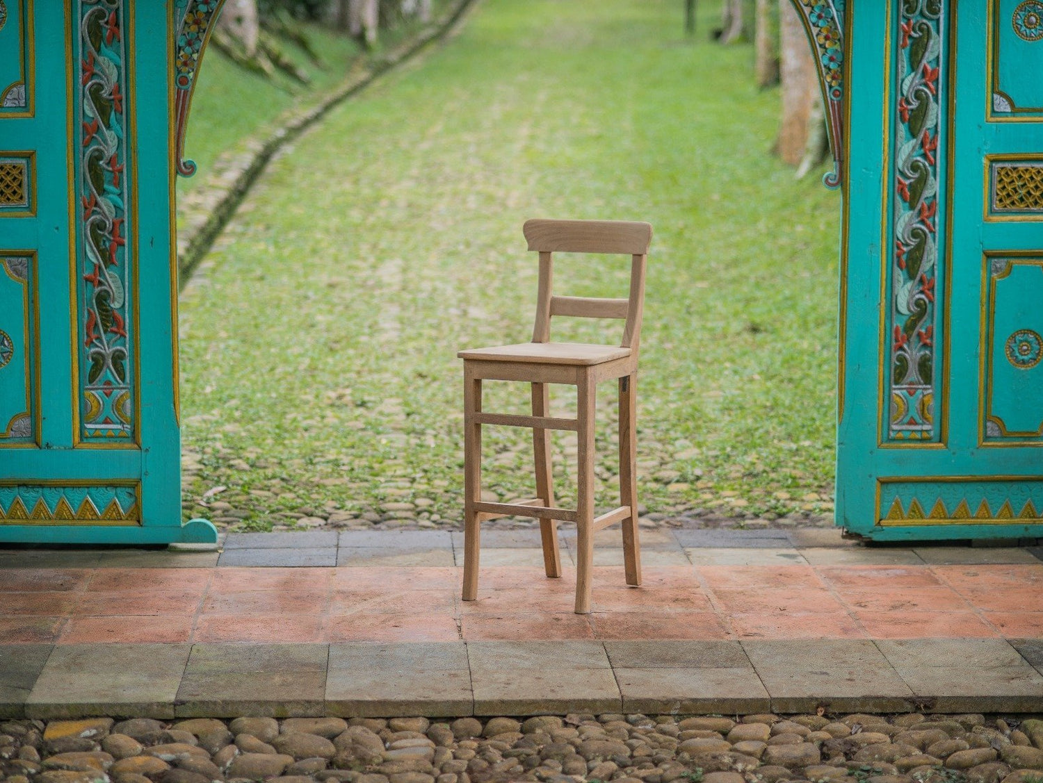 Teak barkruk Mariotto - Souren Meubels