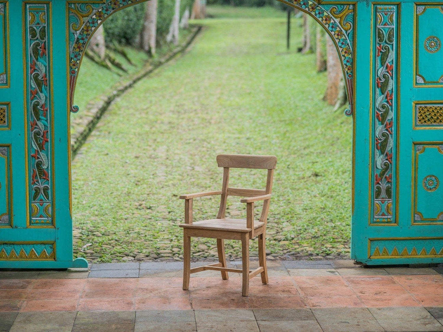 Teak stoel Mariotto met armleuning - Souren Meubels