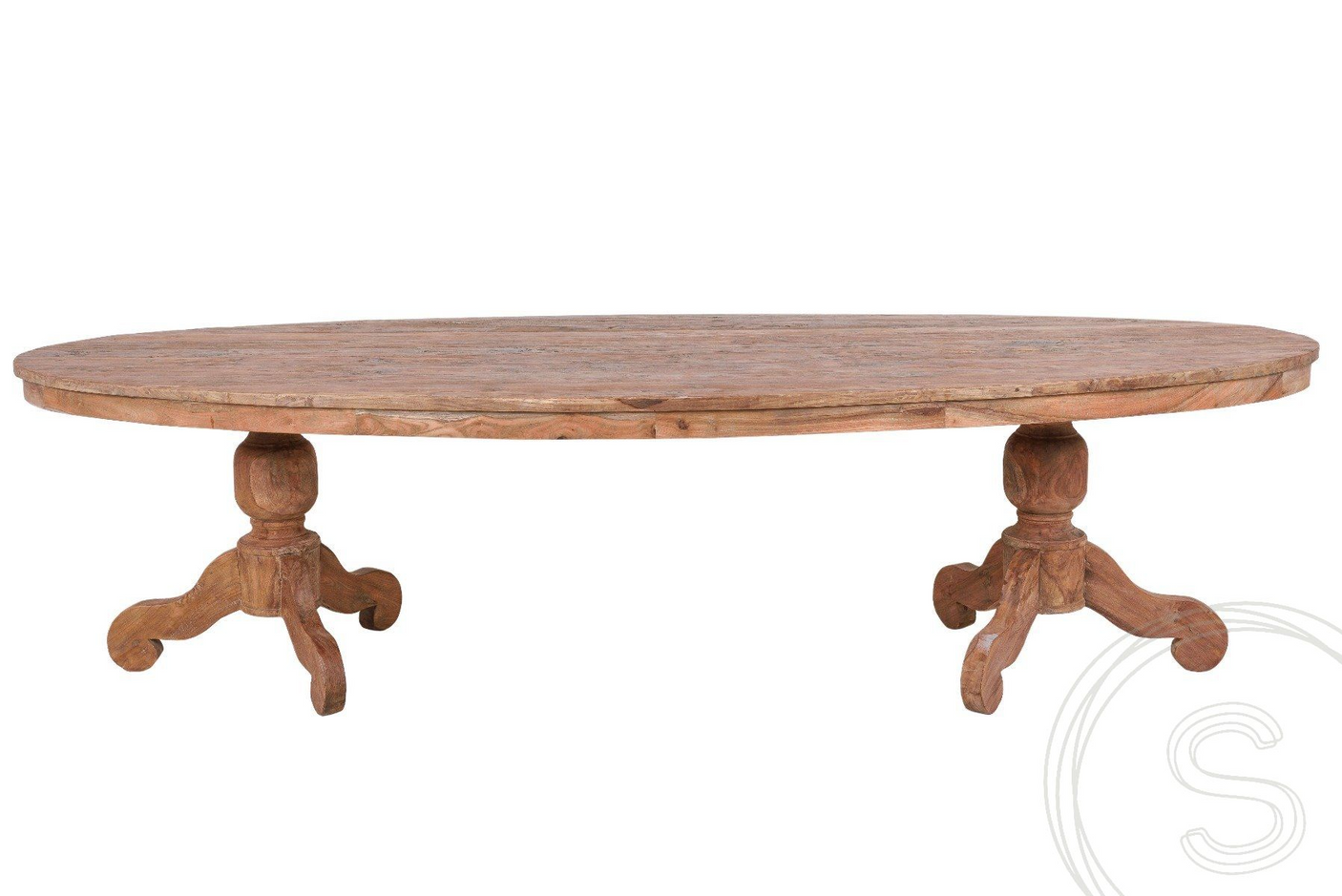 Oval teak table 300x120cm + 8 chairs