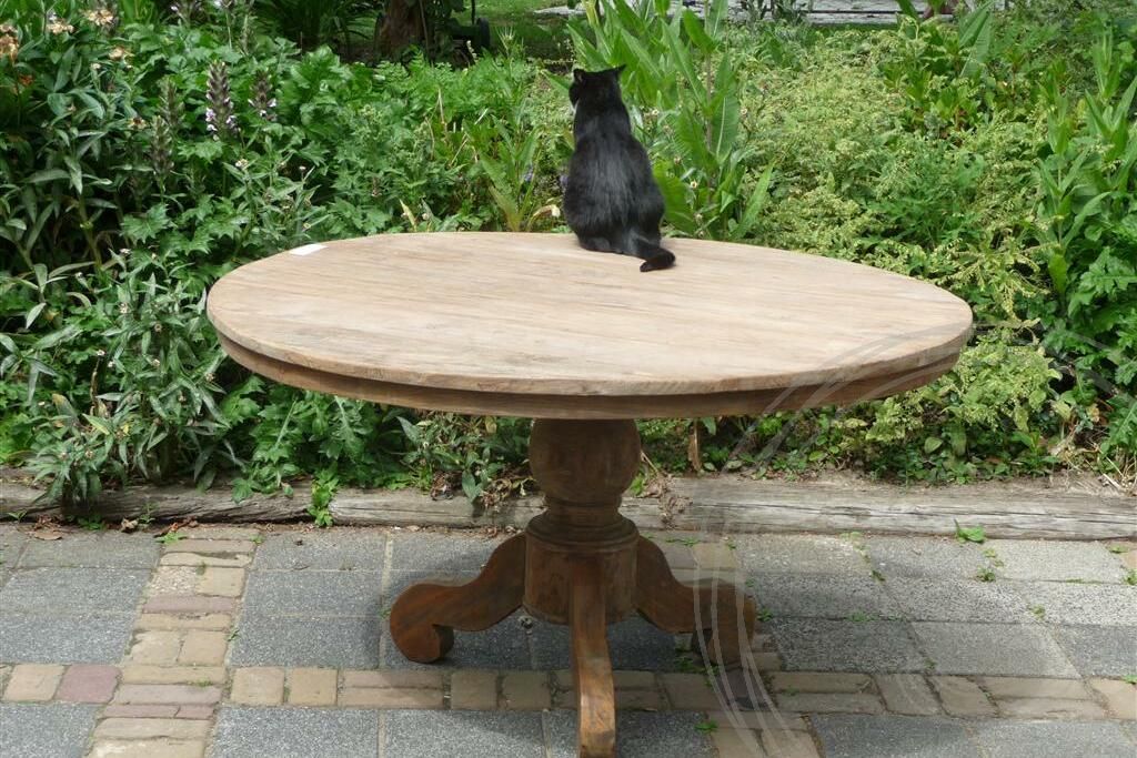 Teak table round 140 cm rustic