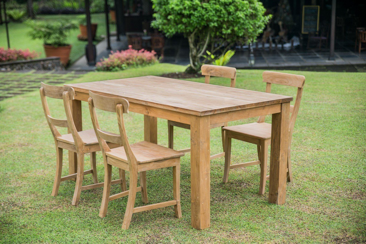 Teak table 160x90 + 4 chairs