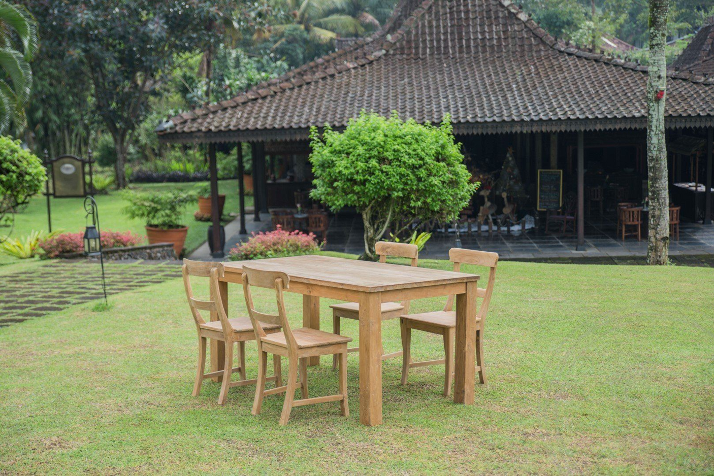 Teak table 160x90 + 4 chairs
