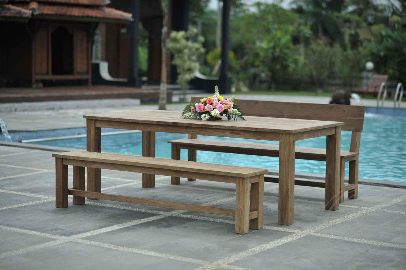 Teak bench 200cm Sandaran