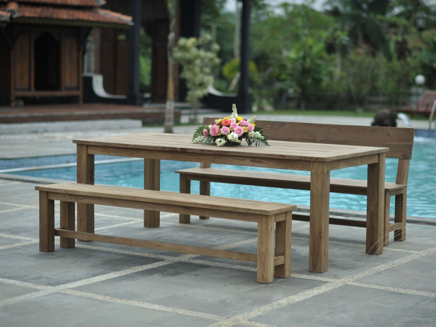 Teak bench 160cm Sandaran