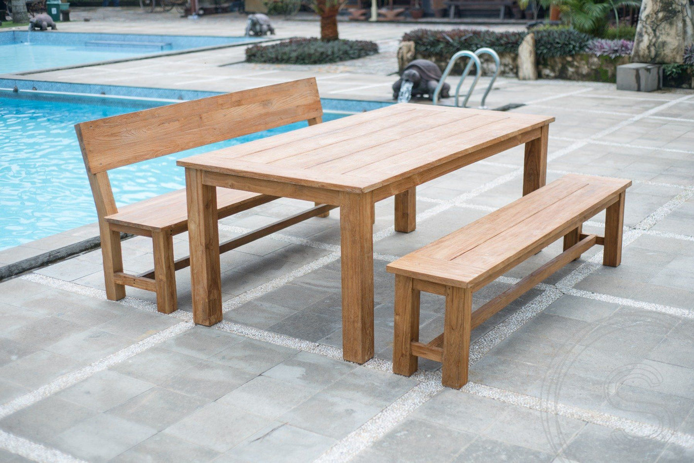 Teak bench 200cm Sandaran
