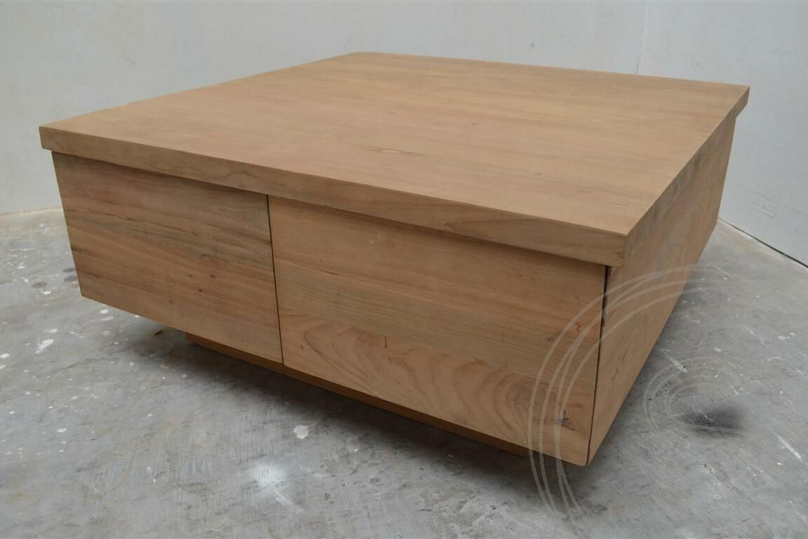Teak coffee table block 80x80cm