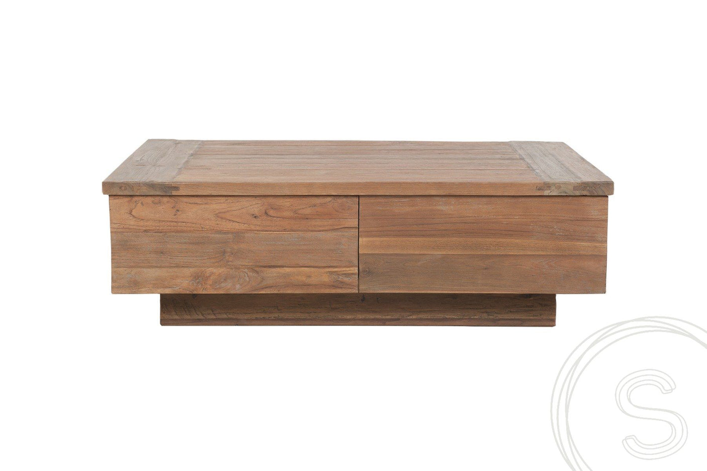 Teak coffee table block 80x80 rustic