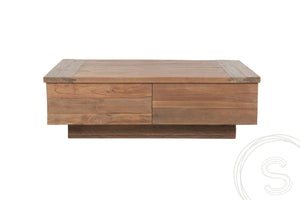 Teak coffee table block 80x80 rustic