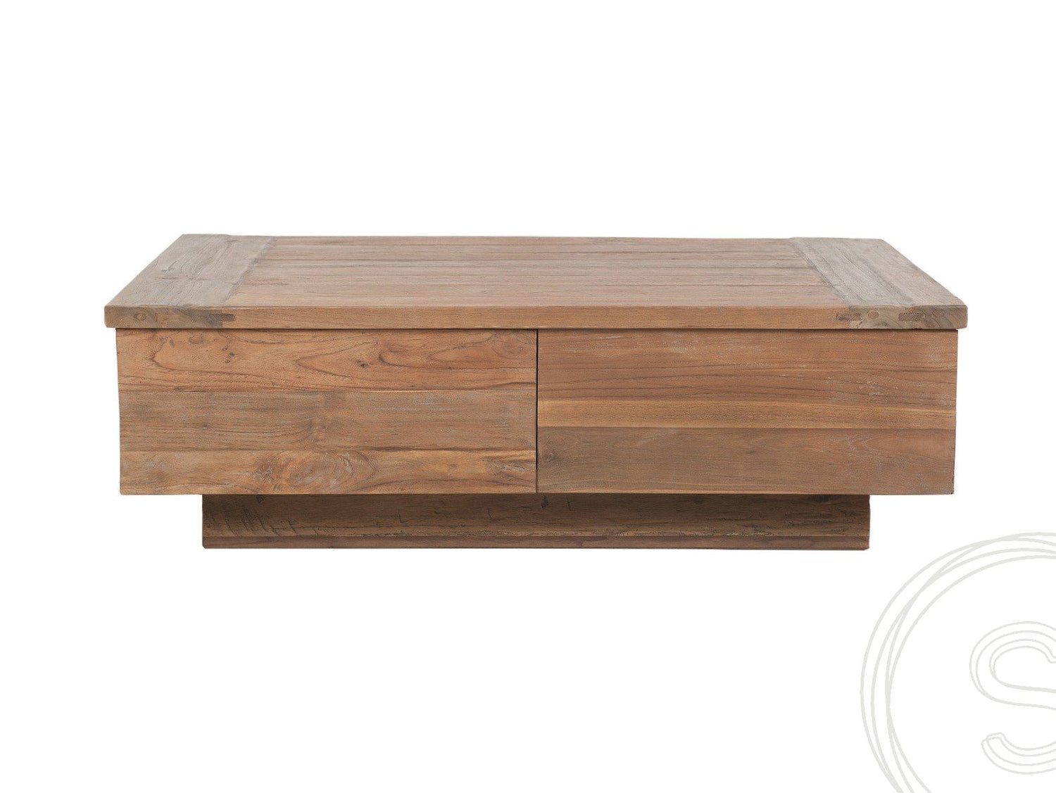 Teak blok salontafel 110x70 oud hout - Souren Meubels