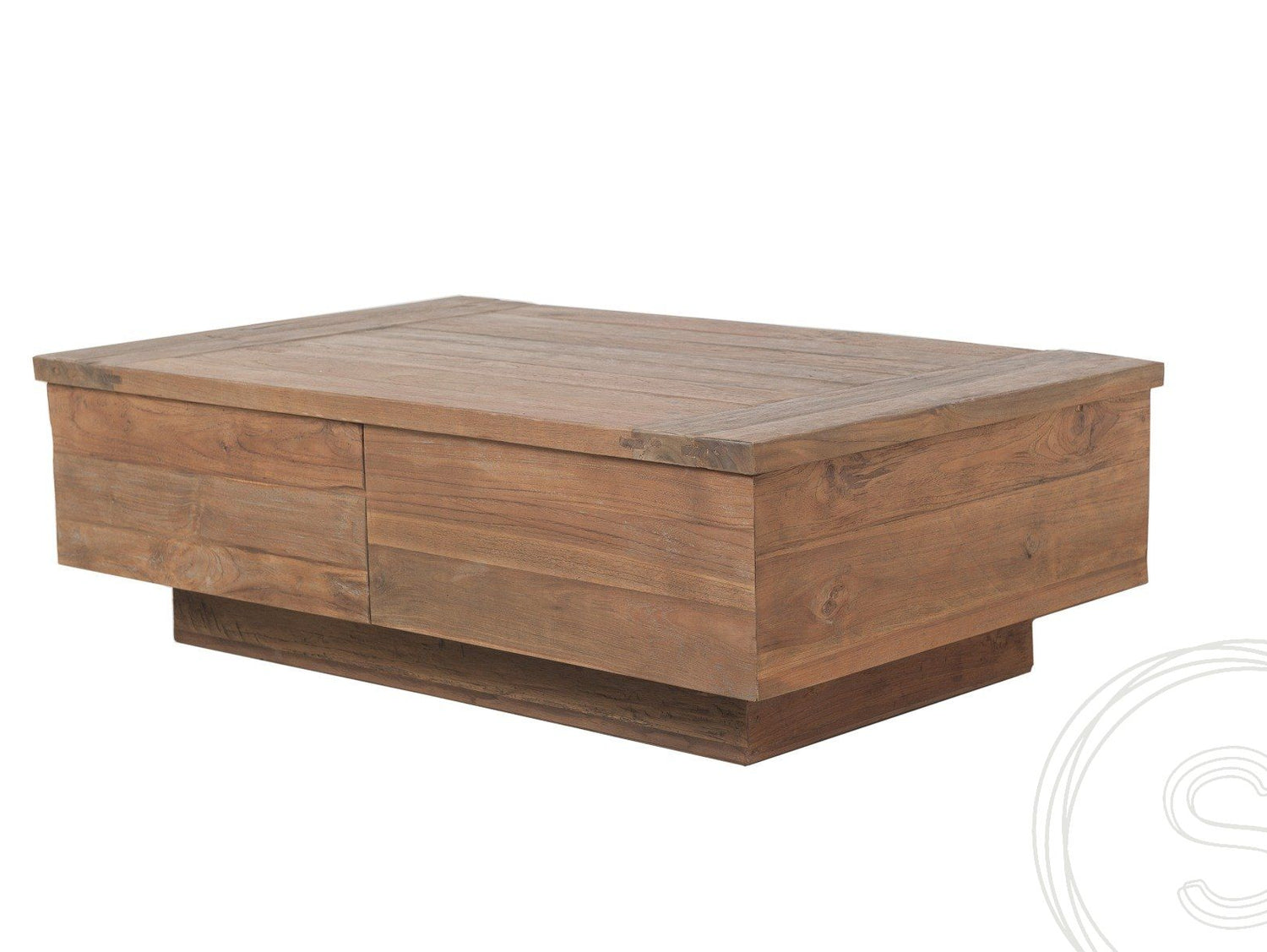 Teak coffee table block 80x80 rustic