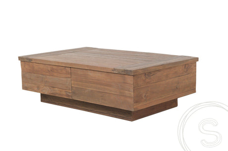 Teak coffee table block 110x70 rustic