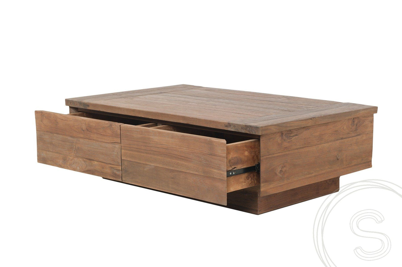 Teak coffee table block 80x80 rustic