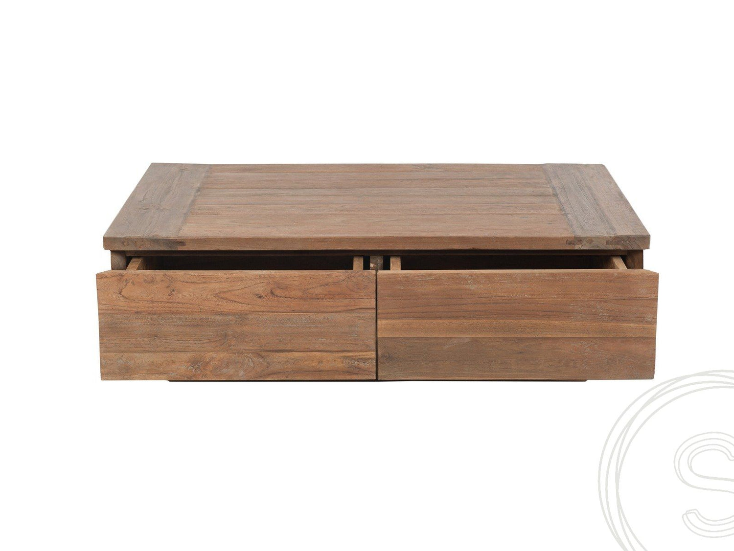 Teak blok salontafel 110x70 oud hout - Souren Meubels