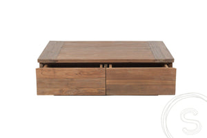 Teak coffee table block 80x80 rustic