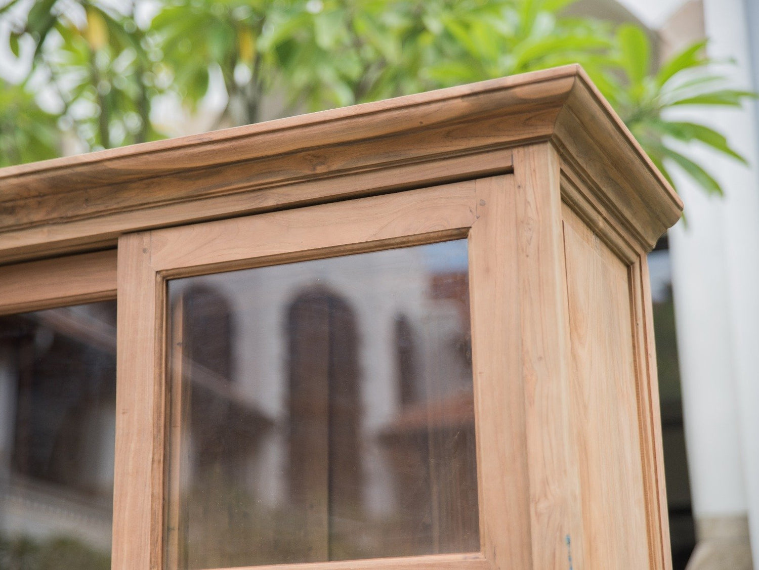 Teak vitrinekast 250cm XXL - Souren Meubels