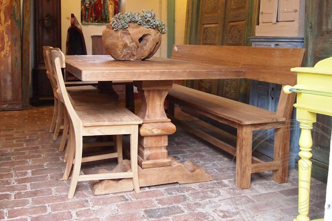 Teak kloostertafel 220x100 - Souren Meubels