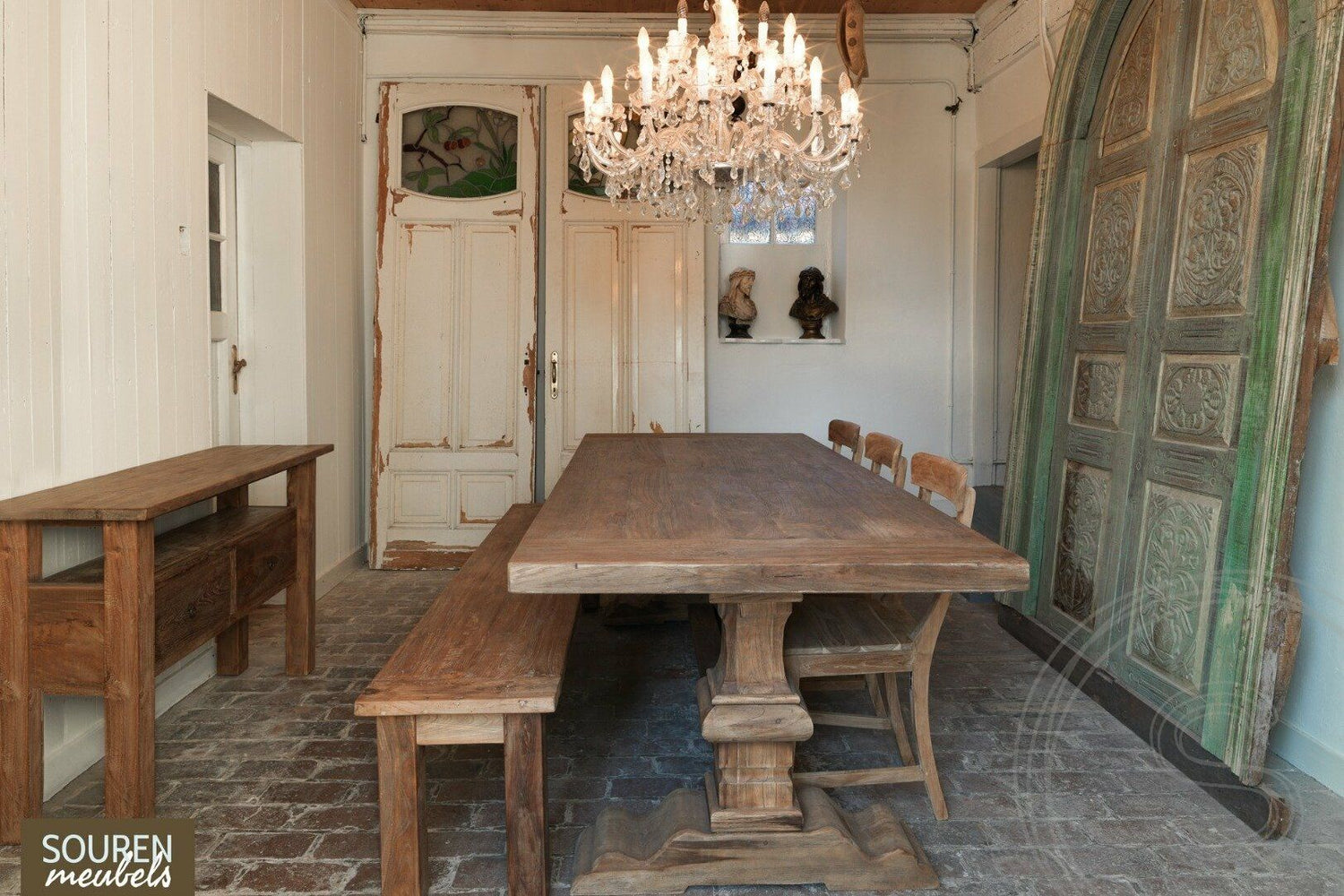 Teak kloostertafel 260x100 - Souren Meubels