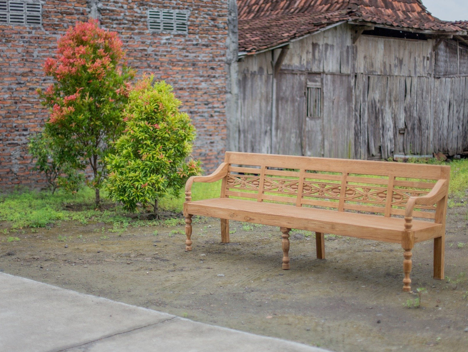 Teak stationsbank 240cm speciaal - Souren Meubels