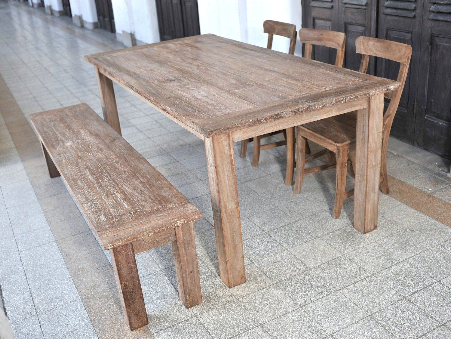 Teak tafel 200 x 100 oud hout - Souren Meubels