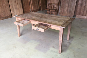 teak tafel met lades 180x90cm oud hout
