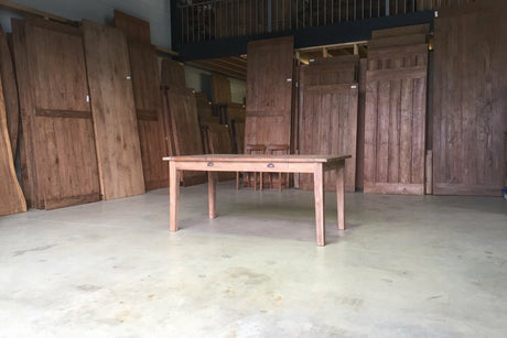Teak tafel met lades 200x100cm oud hout - Souren Meubels