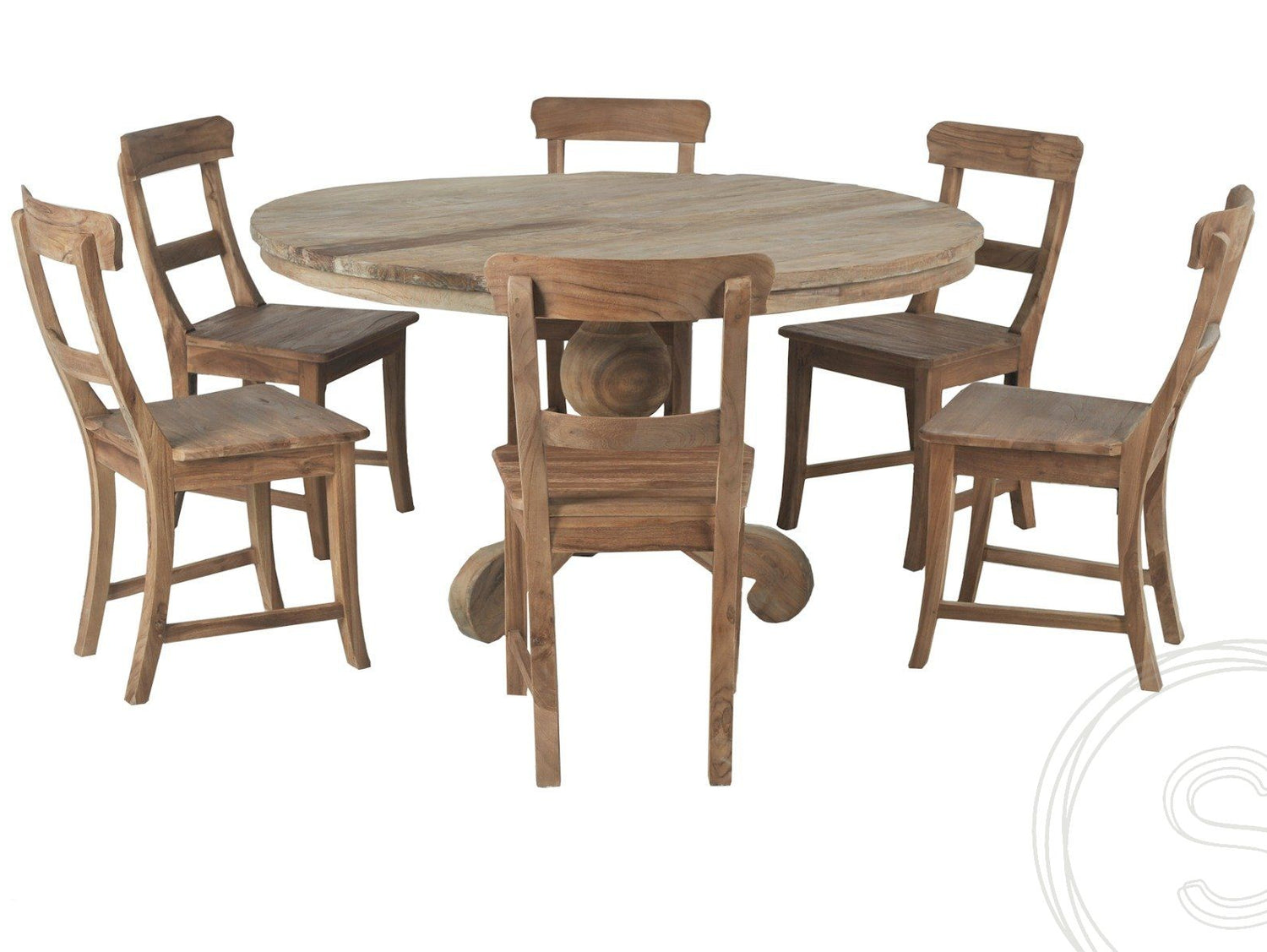 Teak table round 140 cm rustic