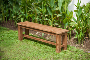 Teak garden table 160x90cm + 4 stacking chairs + bench