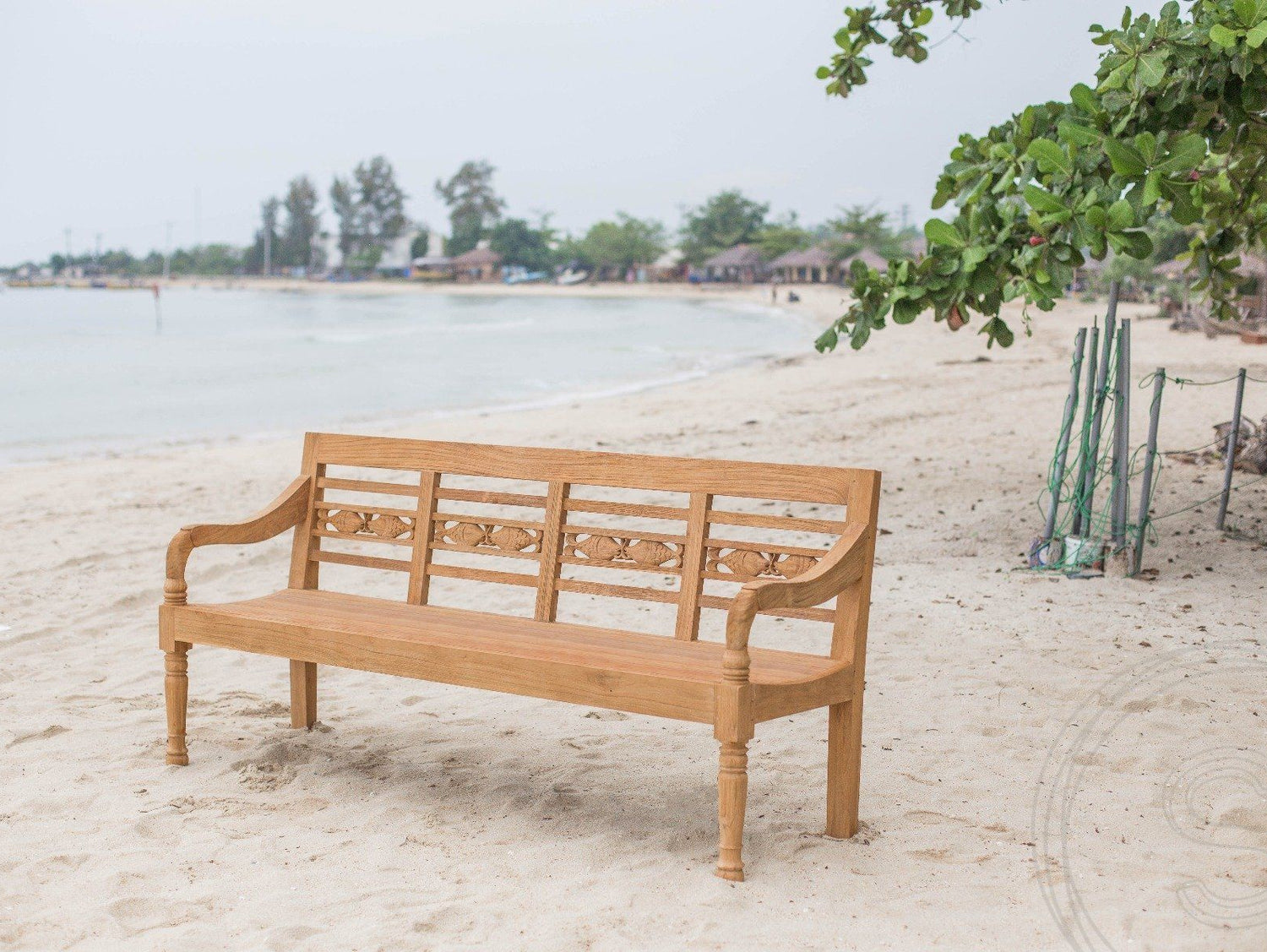 Teak garden bench 4-seater FISH