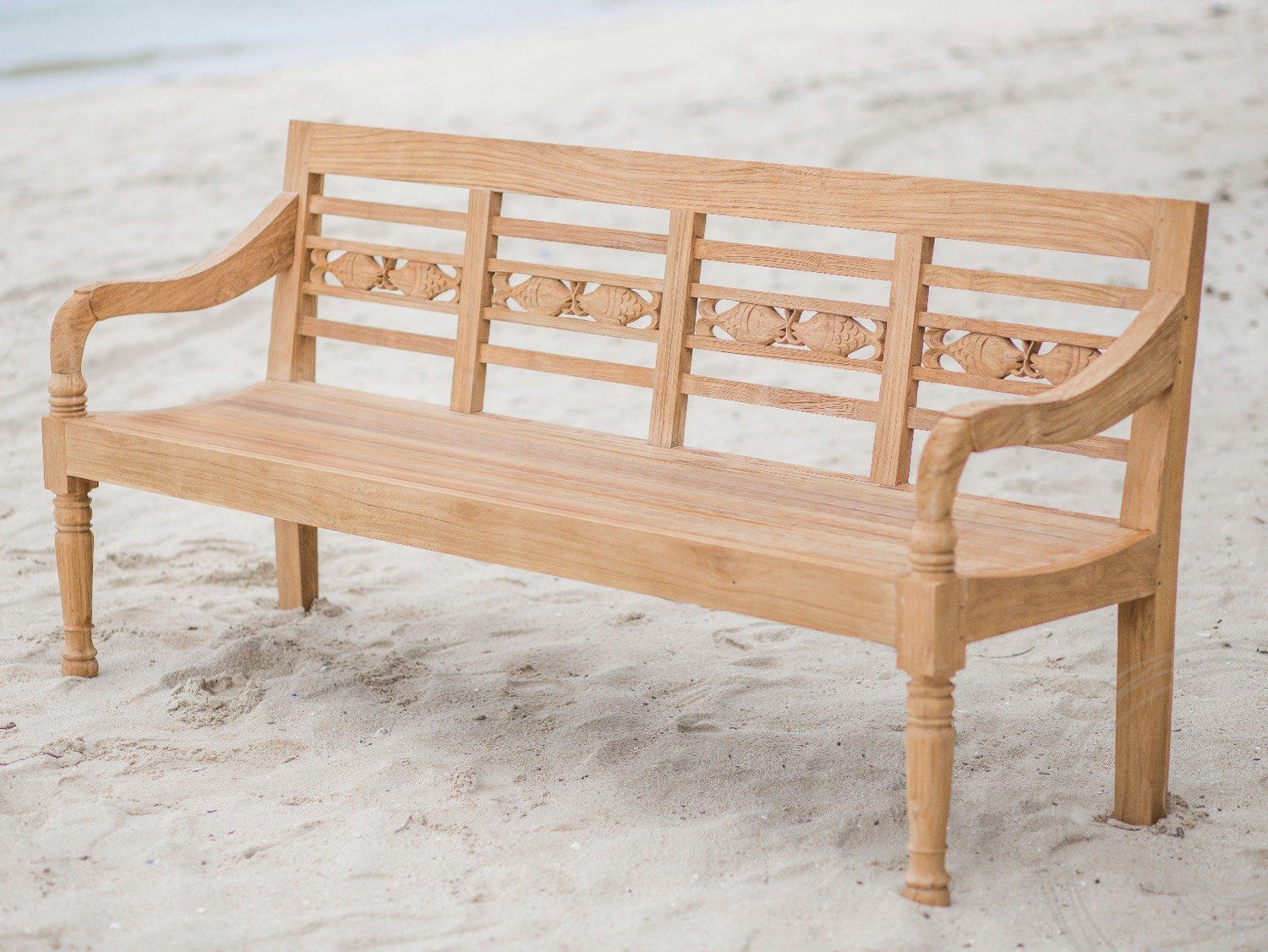 Teak garden bench 4-seater FISH