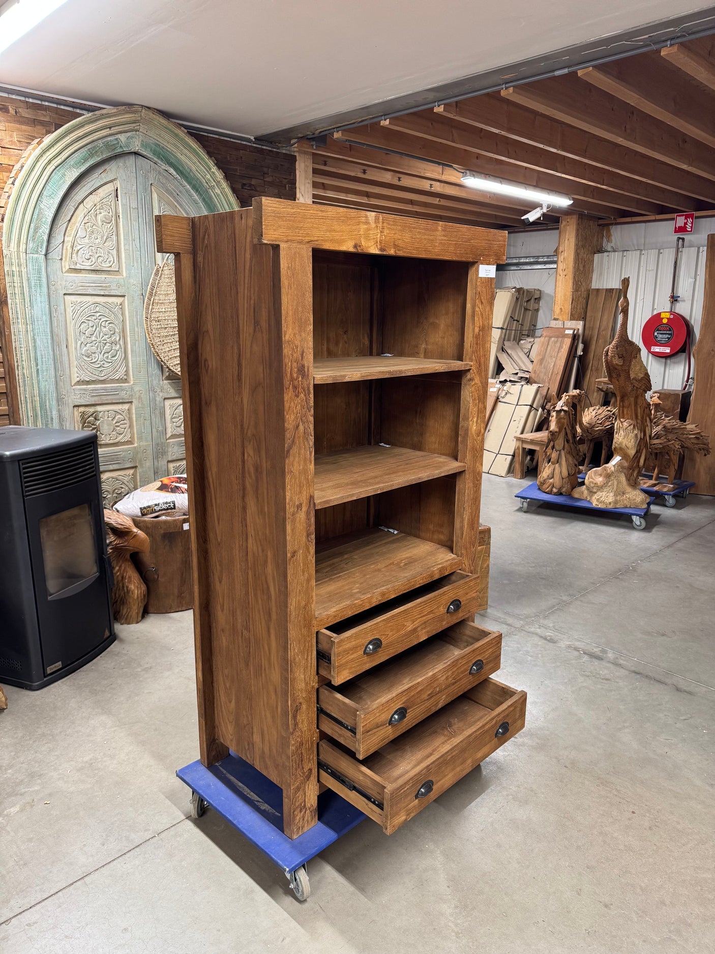 Teak cabinet with shelves 180 × 90 × 50 cm