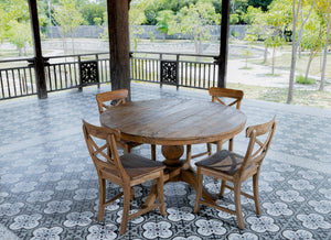 Round Teak Dining Table Anteak – Made from Reclaimed Teak Planks