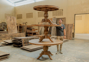 Round Teak Dining Table Anteak – Made from Reclaimed Teak Planks