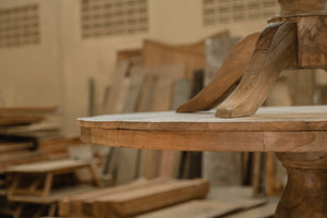 Round Teak Dining Table Anteak – Made from Reclaimed Teak Planks