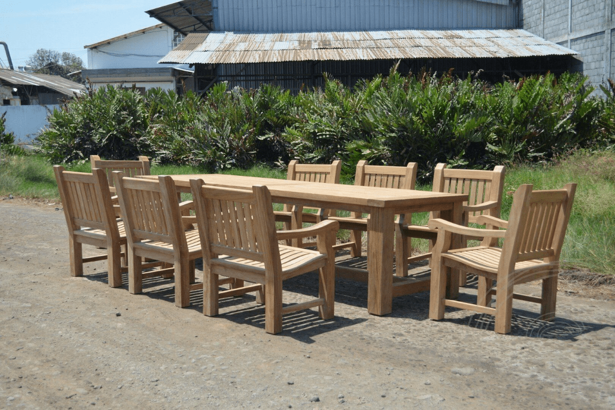 Teak garden table mammoth 300cm + 8 garden chairs mammoth
