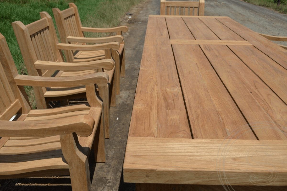 Teak garden table mammoth 300cm + 8 garden chairs mammoth
