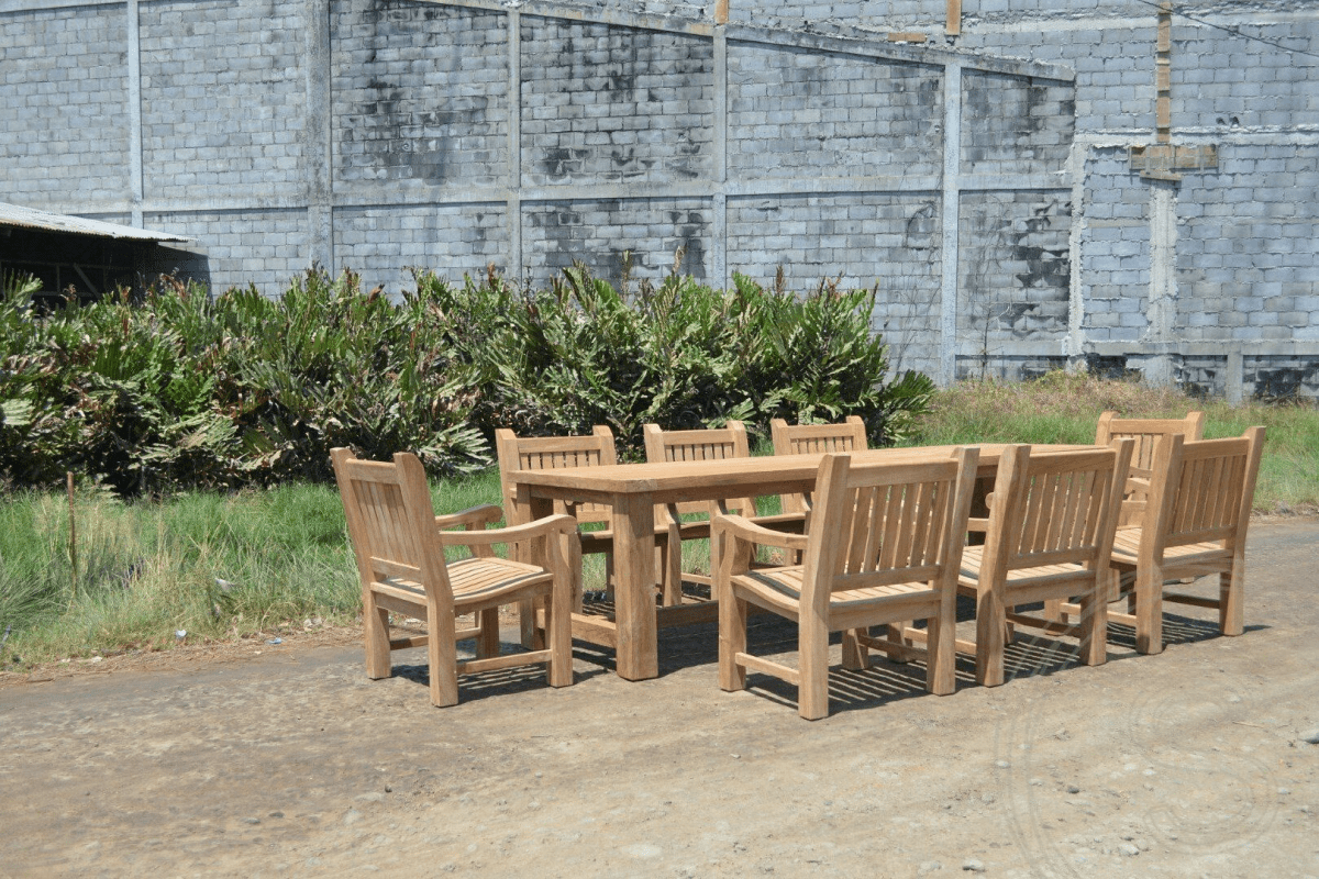 Teak garden table mammoth 300cm + 8 garden chairs mammoth
