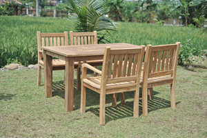 Teak garden table 160x90cm + 4 beaufort chairs