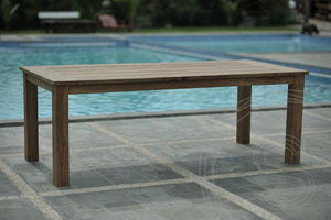 Teak garden table 220x100cm + 6 stacking chairs