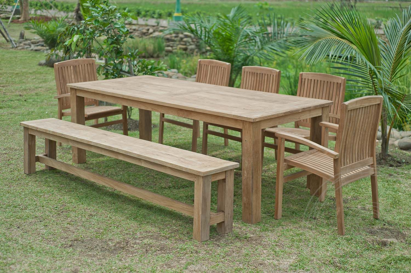 Teak garden table 240x100cm + 8 beaufort chairs