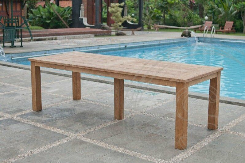 Teak garden table 260x100cm + 8 beaufort chairs