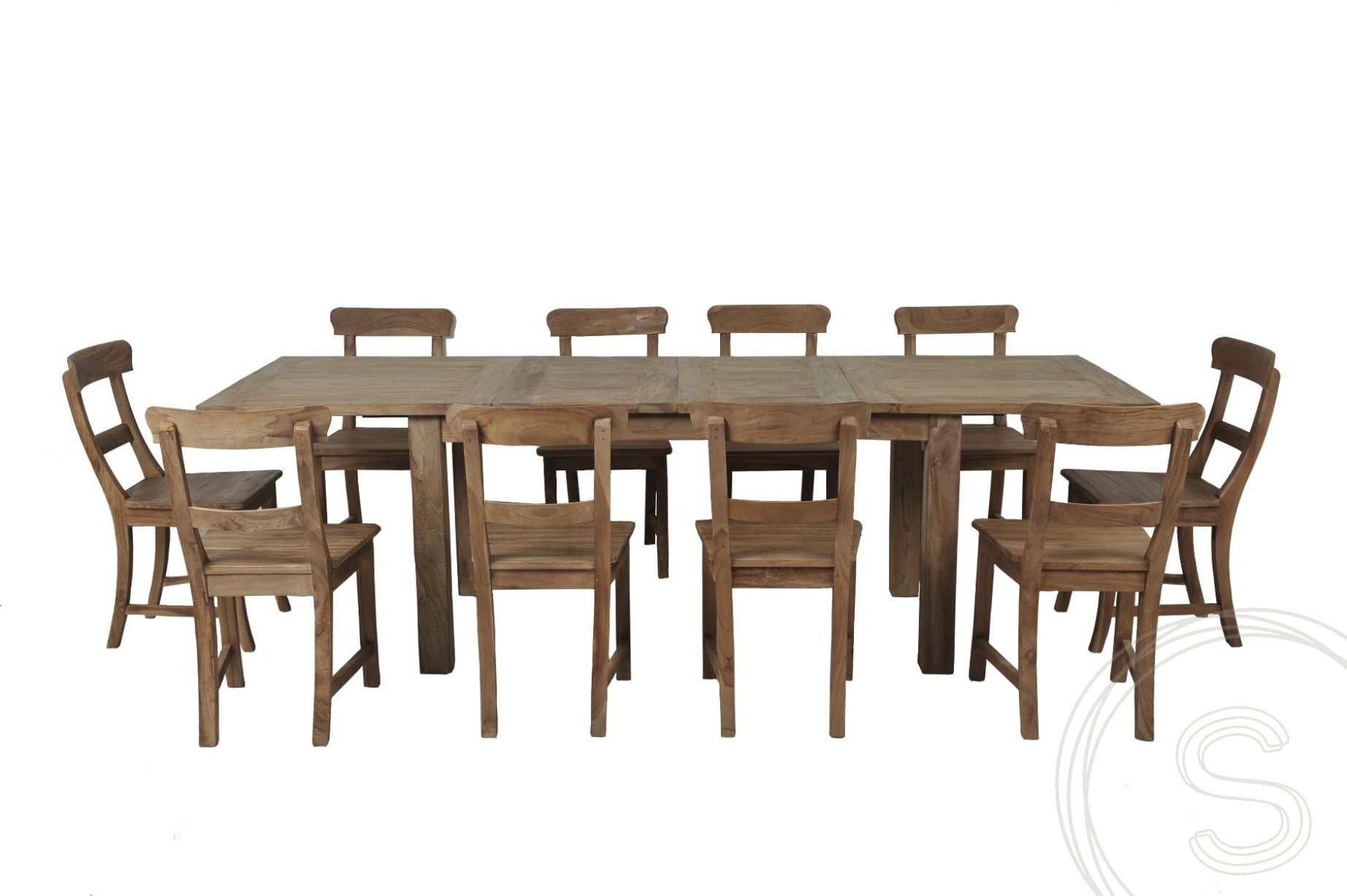bronzen domesticeren Hallo Teak tafel uitschuifbaar 160-210-260x90 + 10 stoelen